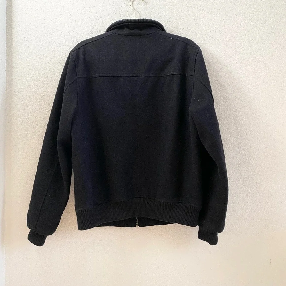 EXPRESS Mens Bomber Jacket‎ Black Wool Blend Zip Front Pockets M Medium